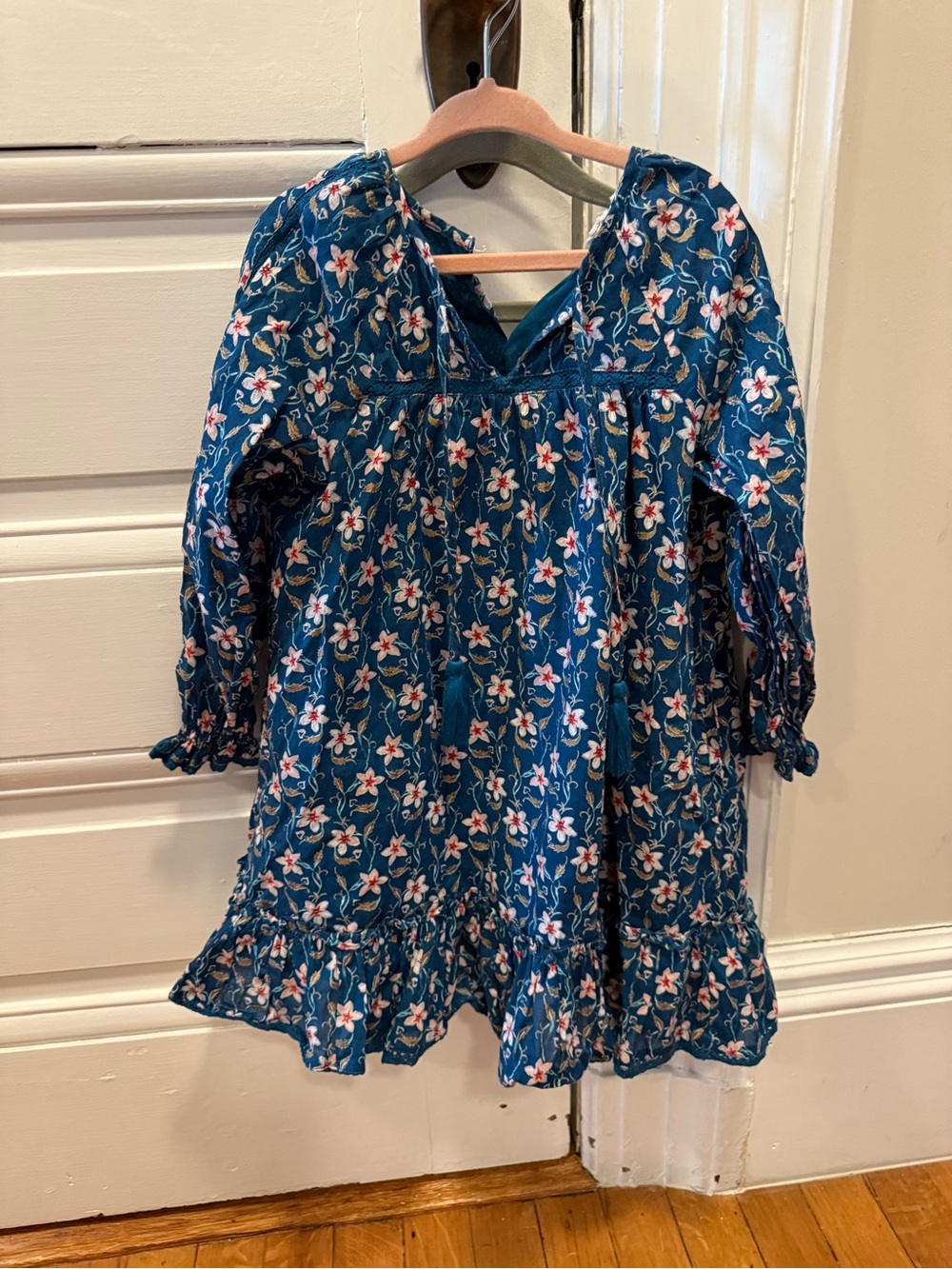 Roller Rabbit Teal Floral Ruffle Dress 4